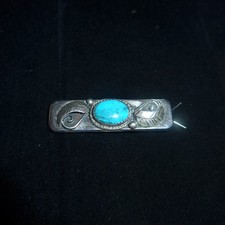 Vtg Navajo Sterling Silver  Turquoise Hair Barrette Southwest Native American