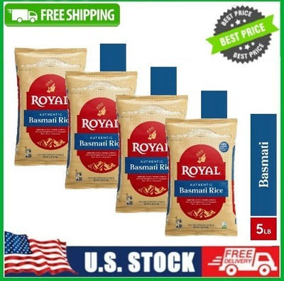 4 Bags Royal Naturally Aged Indian White Basmati Rice, Long-Grain, Gluten-free