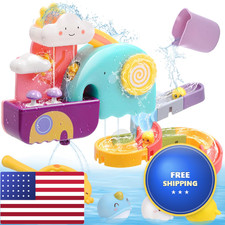 Cute Stone Baby Bath Toys No Hole Floating Squirting Bathtub Toy W/ Water Slide