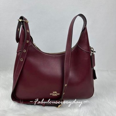 Coach Ella Shoulder Bag Crossbody In Smooth Leather/Gold/Maroon CCE48 NWT