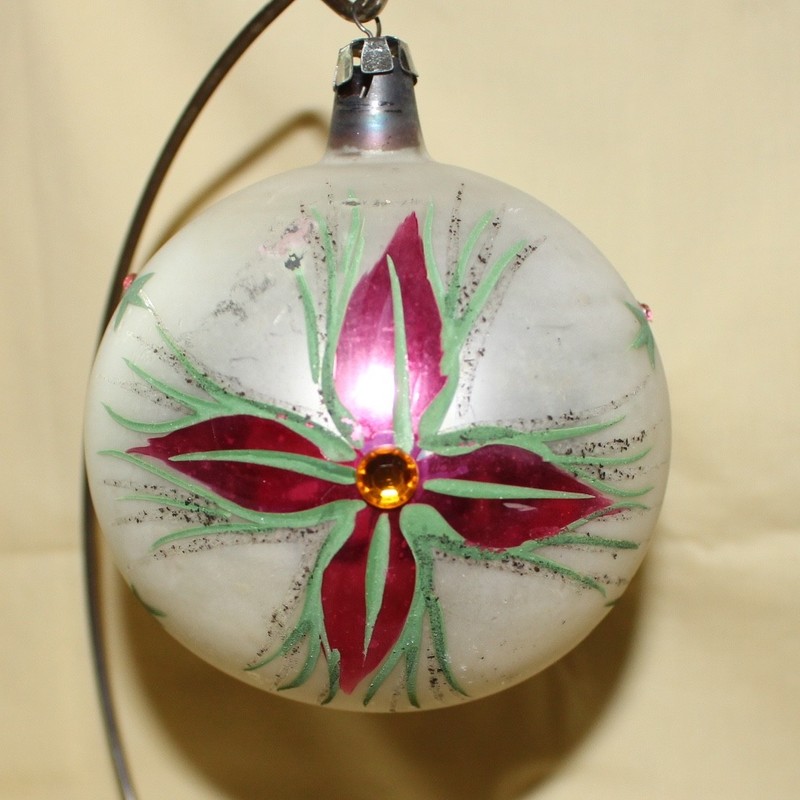 Large Vintage 3.5" Polish Round Mercury Glass Holiday Christmas Ornament