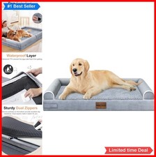 Orthopedic Dog Bed Large 36 x 27 Inch Light Grey Sofa Bolster Design Egg Crate