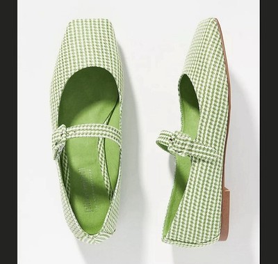 Jeffrey Campbell Greed Houndstooth Plaid Women's Mary Jane Flats Size 8.5 Spring