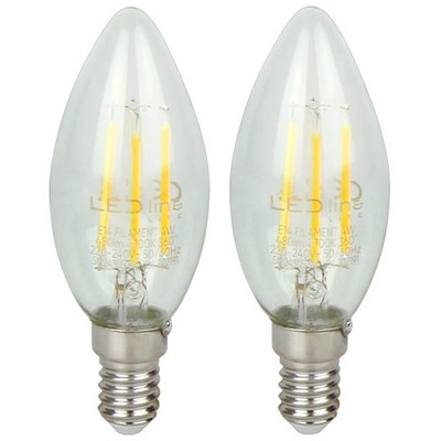 LED line LITE LED Filament Kerzenlampe C35 E14 4W 480lm 230V 2 Stück