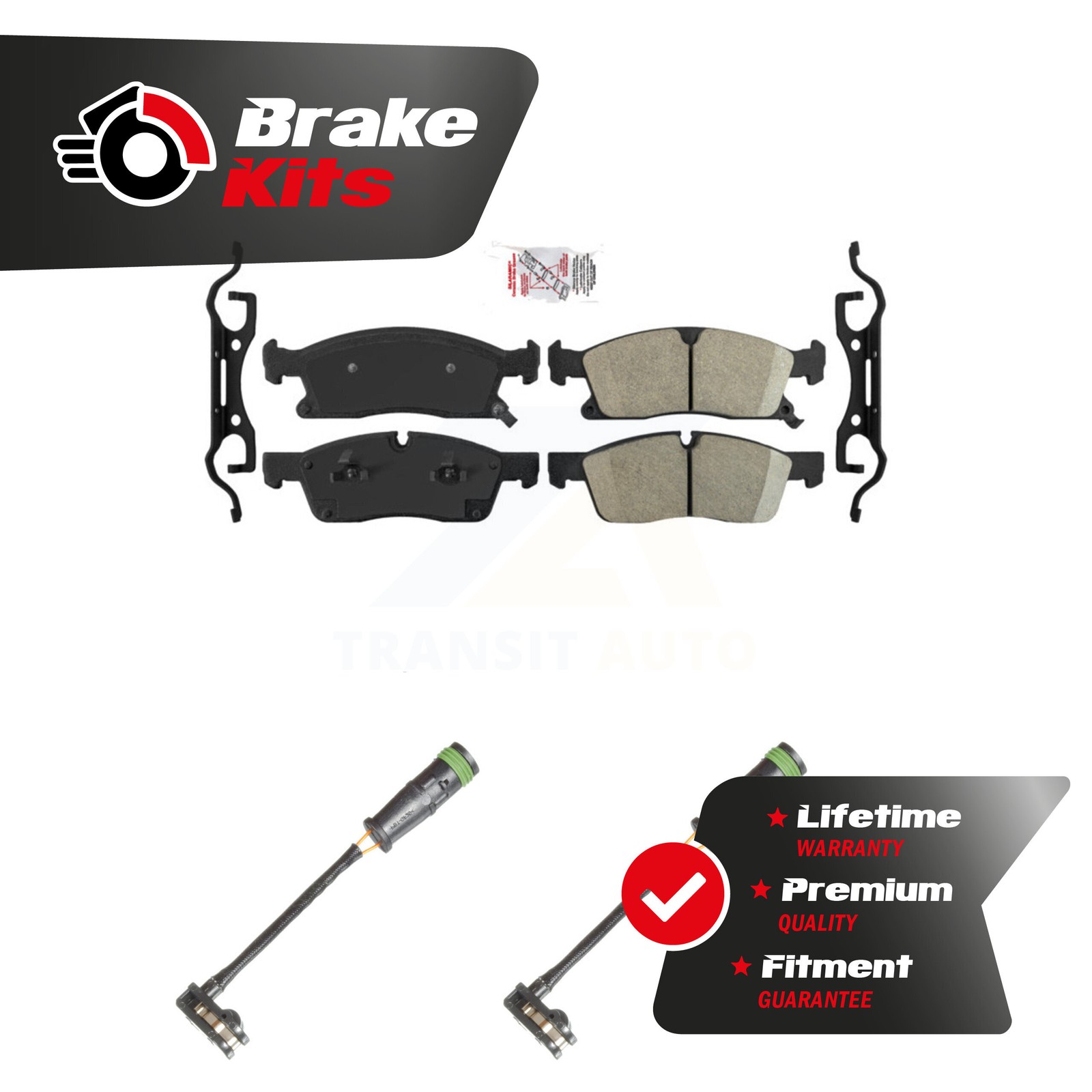 Front Ceramic Brake Pads Wear Sensor Kit For 2018-2018 Mercedes-Benz GLE400 3.0L