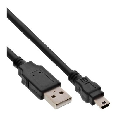 InLine  USB 2.0 Mini-Kabel, USB A an Mini-B (5pol.), schwarz, 0,5 m
