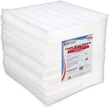 100-Pack Foam Packing Sheets, 12″ x (1/16″ Thick) – Cushioning White 