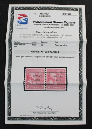 CKStamps: US Stamps Collection Scott#841 Used PSE Cert Grade 95