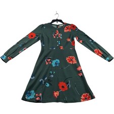 Loft Dress Womens Size 00 Petite 00P Green Floral Long Sleeve Stretch New