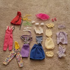 Vintage Barbie Clothing Lot: Dresses Pants Skirts Tops Hats, Shoes Bags Hangers