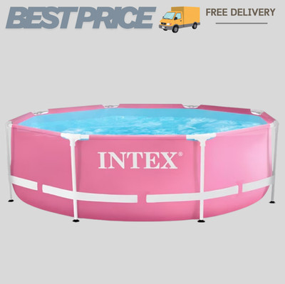 [SALE] Intex 28290EH 8ftx30in Round Metal Frame Above Ground Swimming Pool Pink