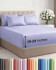Extra Deep Queen Sheet Set - 6 Piece Breathable Cooling Sheets - Lavender
