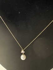 white Pearl 11.2mm freshwater Pendant sterling silver 925 necklace butterfly NIB