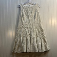 Eliza J Women White Floral Eyelet Drop Waist Ruffle Hem Mini Dress Size 14 Bride