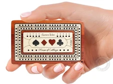 - 2 Track - Wooden Travel/Pocket Size Cribbage Board - 4 Inch - Inlaid in Blo...