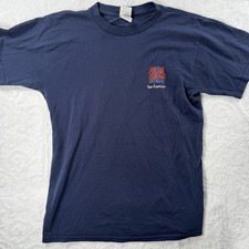 Vintage San Francisco Golden Gate Bridge Souvenir T-Shirt Navy Blue Fruit of the