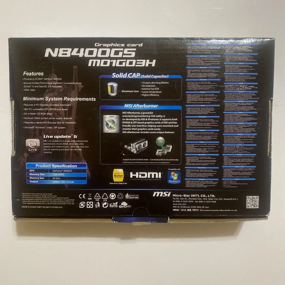 MSI GeForce 8400GS 512MB PCI-e Silent Graphic Card DVI HDMI VGA N8400GS-MD256D2H - Image 2 of 4
