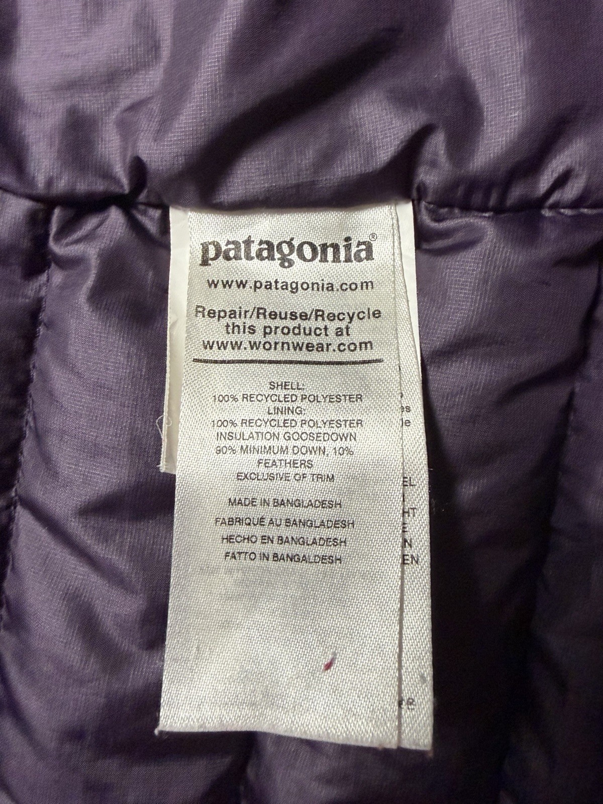 Patagonia Jacket Womens XL Purple Goose Down Sweater Puffer Full Zip 84683 HOLE thumbnail 14