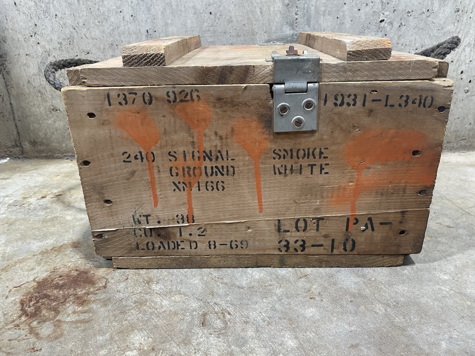 Vintage Empty XM-166  Smoke Grenade Military Wood Shipping Crate