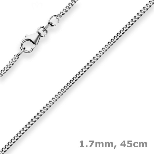 1,7Mm Panzerkette Goldkette Collier Halskette Aus 750 Gold WeißGold 45Cm-image