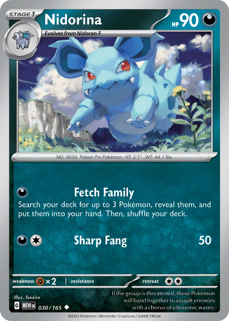 Nidorina 030/165 Uncommon 151 Pokemon NM/M