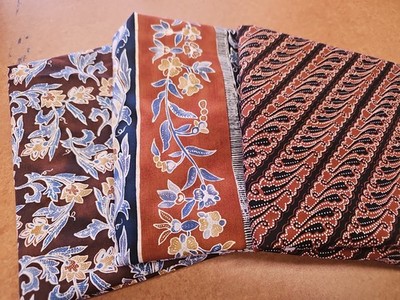 3 YD Lot Bali Paradise Cotton Fabric Hoffman Bias Stripe Indonesian Style 