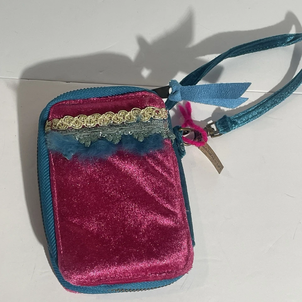 Cartera Natural Life Cremallera Alrededor Muñequera Pequeña Rosa Azul Difuso Borde de Encaje NUEVOS ETIQUETAS Foto 4 de 4