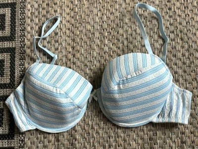 NEU SEXY PUSH UP BÜGEL BH HERZCHEN 70 B FLASHLIGHTS hellblau weiss *593115