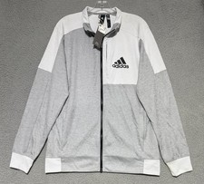 NEW adidas Team Issue Bomber Jacket Men's Medium Gray/White Full-Zip DU2572