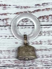 Vintage Lunt Sterling Silver Bell Baby Rattle Toy White Teething Ring MOP