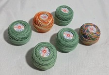 Vtg. Lot of 6 STAR TATTING Cotton Thread- 60 yds Balls Green Assorted Color RARE