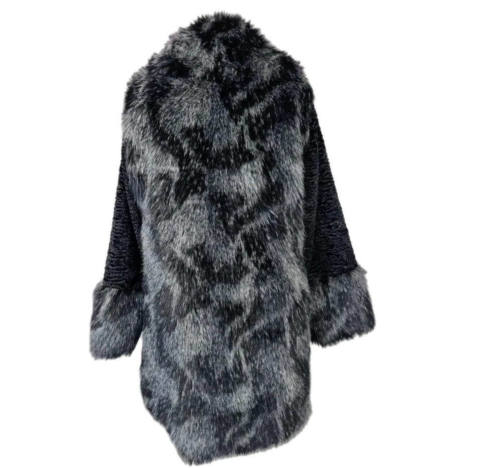 M&S Per Una Faux Fur Black Mix Coat  UK 20  Jacket - immaculate condition  - image 4 of 4