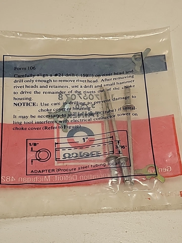 Kit de retenção de tampa de estrangulamento monojet Quadrajet Dualjet Varajet fabricante de equipamento original GM 17067078 - Imagem 3 de 3