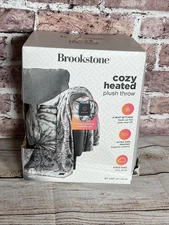 Brookstone Cozy Heated Plush Throw Blanket Floral Print 50"x 60" NEW In OPEN Box