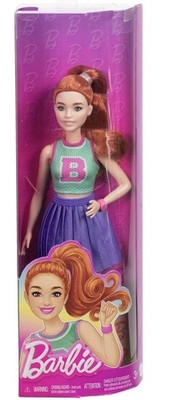 Mattel Barbie Fashionistas Doll #232 Red Hair in Jersey Top New