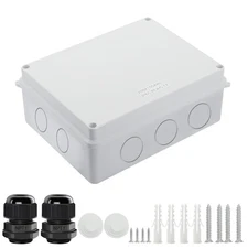 IP65 7.9x6.1x3.1 White Junction Box, Water Resistant, ABS Plastic Enclosure