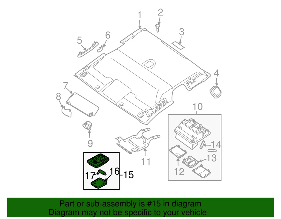 Genuine Nissan Altima Pathfinder Sentra Titan Center Roof Console Reading Map La - Image 3 of 4