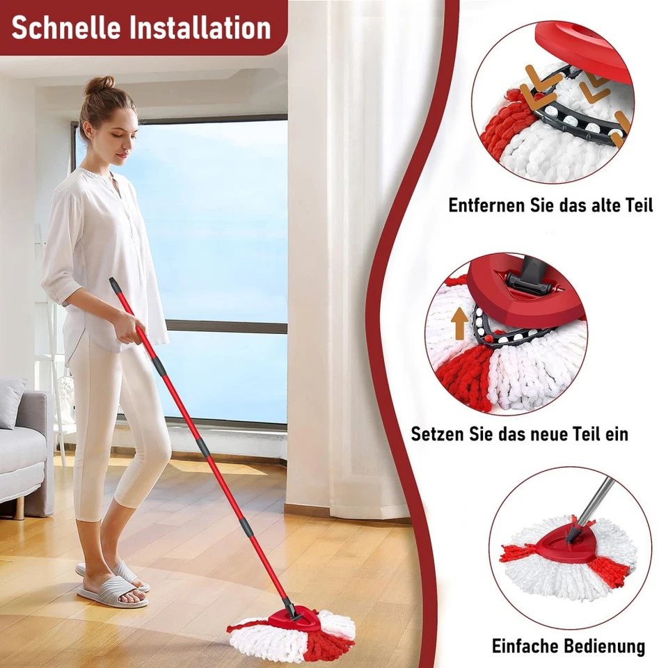 10 Wischbezug für Vileda Turbo Wischmop 360 Easy Wring Clean Moppkopf Ersatzkopf - Bild 4 von 4