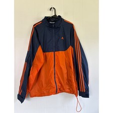 Adidas Vintage Windbreaker Jacket Navy Orange Colorblock Mens Large Full Zip L