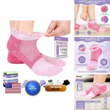 Bulinlulu Diabetic Socks Women 6 Pairs Low Cut Non Binding Bright - Size M