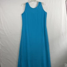Cynthia Howie Maggi Boutique Tank Dress size 12 Maxi Shift Silk Teal Sleeveless