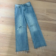 Zara High Waist Wide Leg Blue Denim Jeans