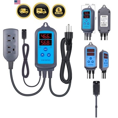 Humidity Controller Humidistat Mushroom Greenhouse Pre Wired Outlet Dual Stag...