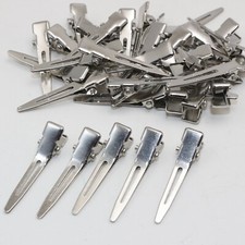 30 Silver Alligator Hair Clips - 35mm Single Prong Clips Smooth No-Teeth 