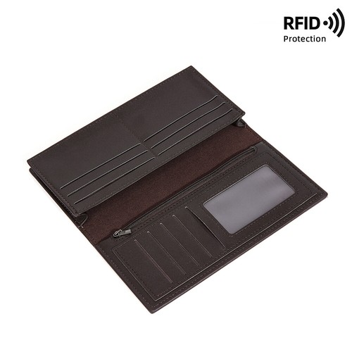 Man's RFID Blocking Clutch Bag Leather Long Wallet Credit Card Holder Wallet US - Picture 19 of 19