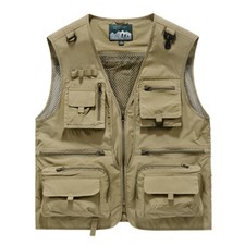 Mens Vest Waistcoat Utility Multi-Pocket Fishing Vest Sports Workwear Fisherman