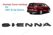 OVERLAY Rear Liftgate Matte Black SIENNA Letter Logo Emblem 2021+ Toyota Sienna