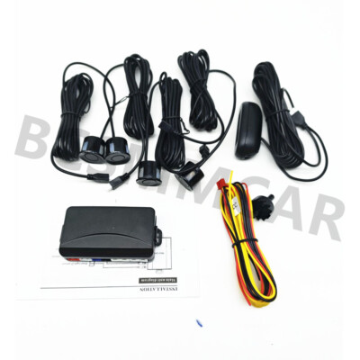 4 Parking Sensors Car Backup Reverse Rear Radar Alarm System HUD KMH Detector