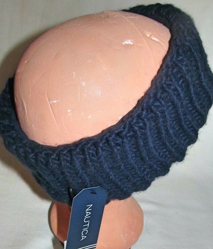 New Nautica Blue Ribbed Knit Fleece Lined Headband Ear Warmer Womens One Size - Picture 3 of 3