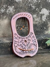 Flower Design Lyre Harp 10 Metal Strings lyre harp Rosewood with Tuning key BAG